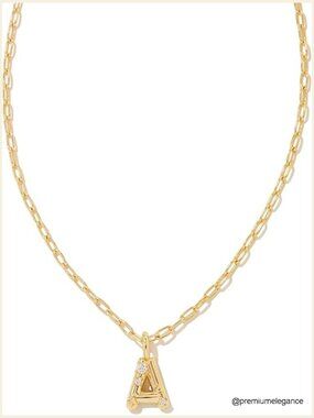 Crystal Initial Letter Pendant Necklace 16" with Extender